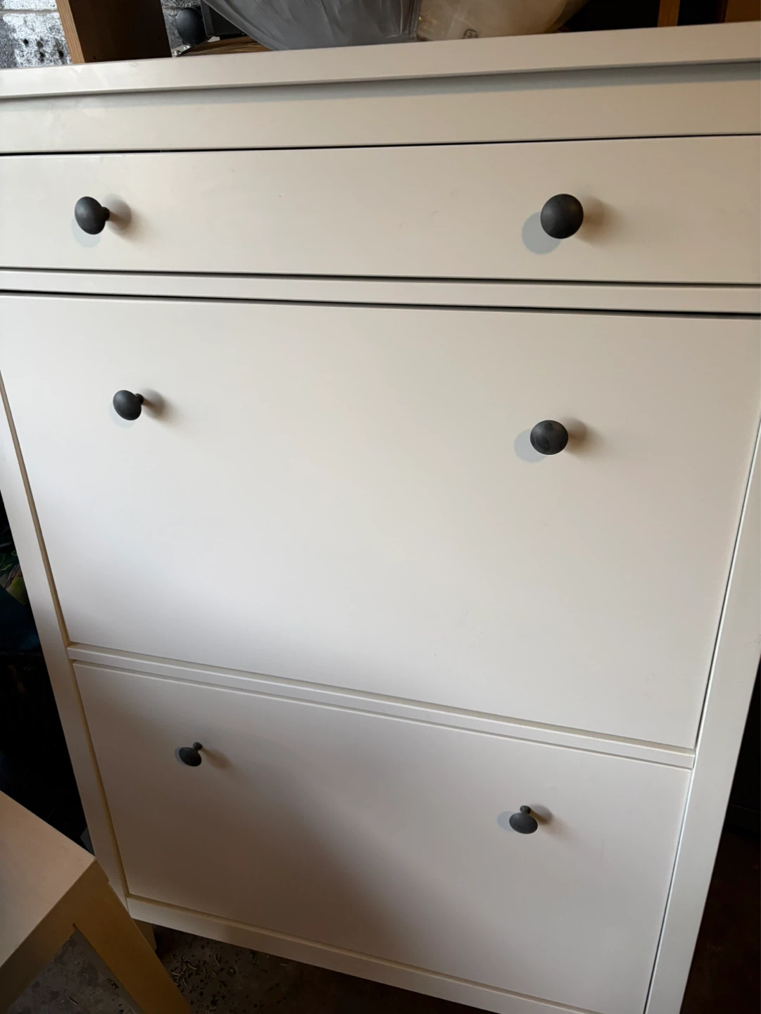 White Shoe Cabinet with 3 Drawers