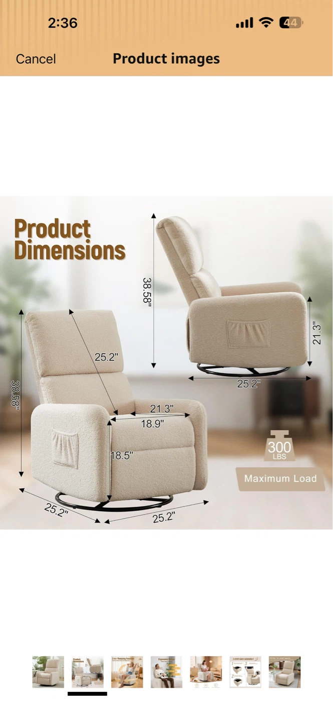 Swivel Rocker Recliner Chair - photo 2