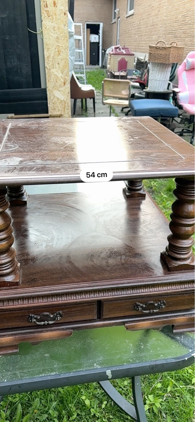 Dark Wood Coffee Table with Drawers - photo 4