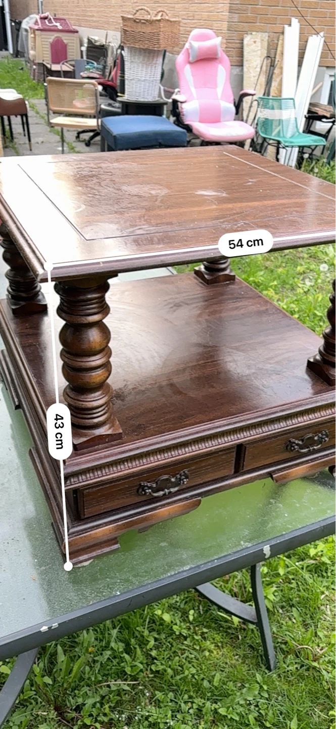 Dark Wood Coffee Table with Drawers - photo 5