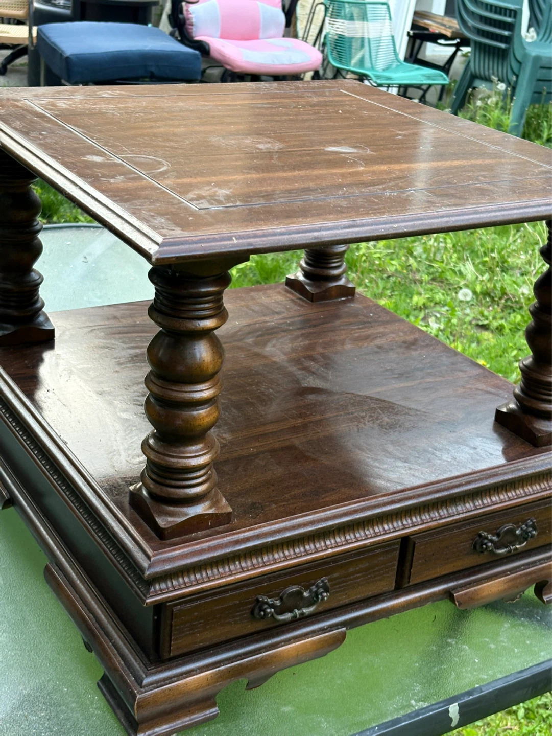 Dark Wood Coffee Table with Drawers - photo 3