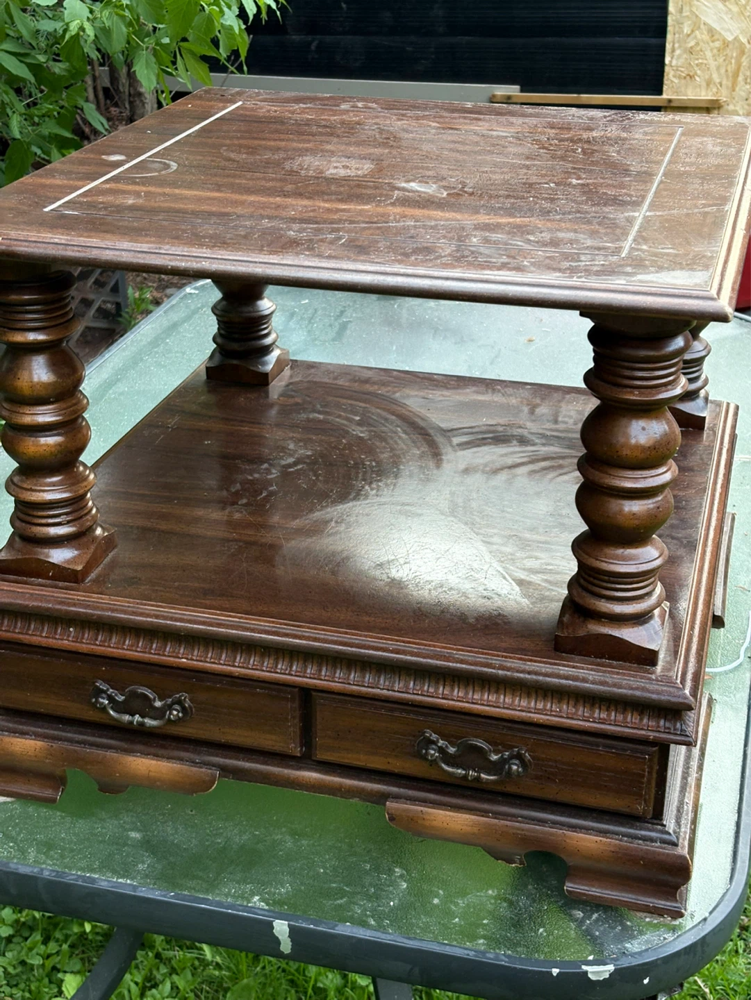 Dark Wood Coffee Table with Drawers - photo 2