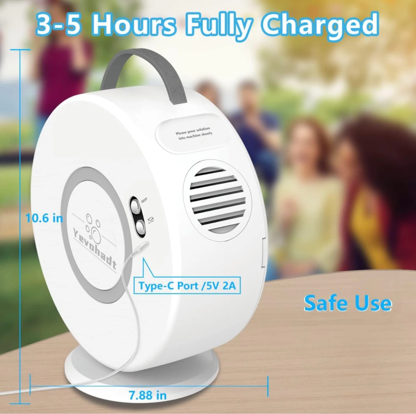 Rechargeable, 90° 360° Auto Rotatable Bubble Maker - photo 2