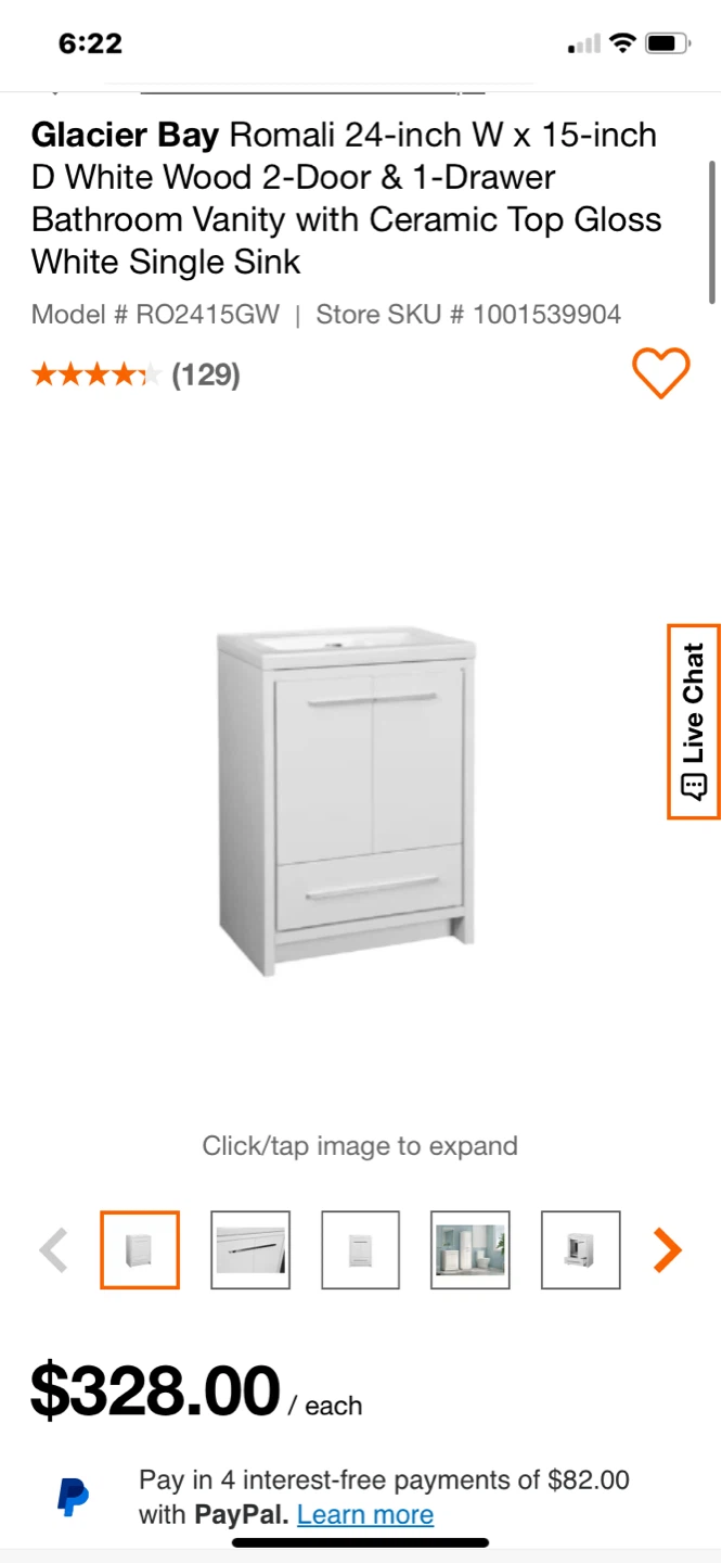 Glacier Bay Romali 24-inch White Bathroom Vanity with Sink - photo 5