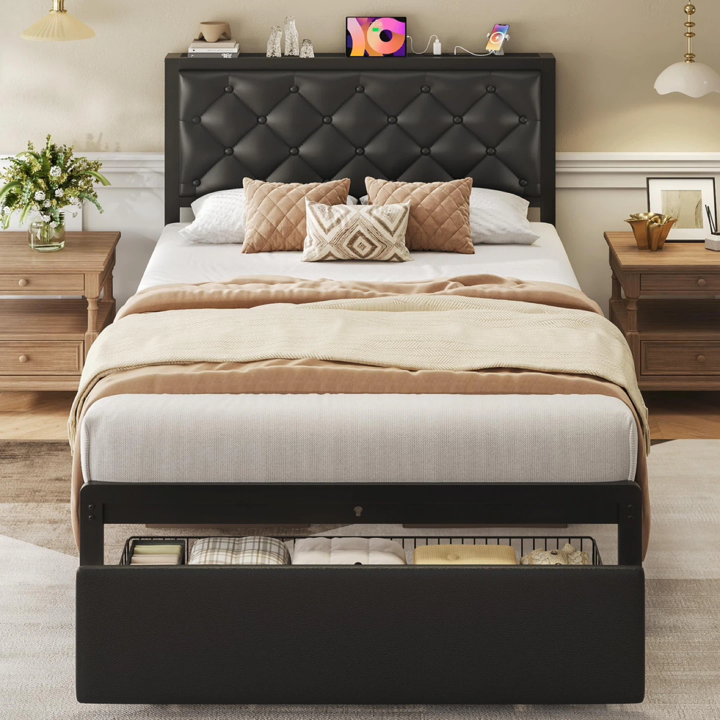 Fluest Twin Bed Frame with Storage Drawer - photo 5