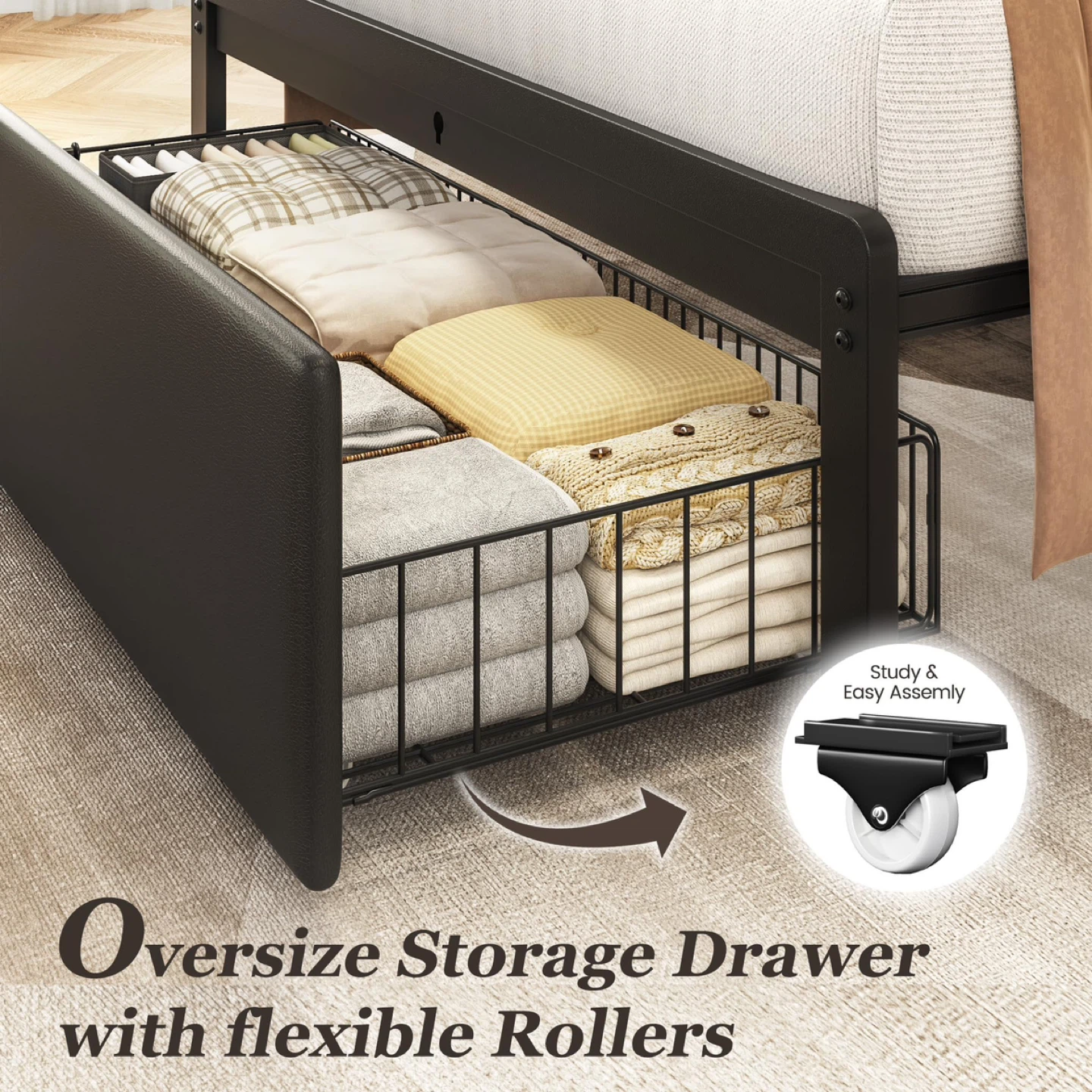 Fluest Twin Bed Frame with Storage Drawer - photo 2