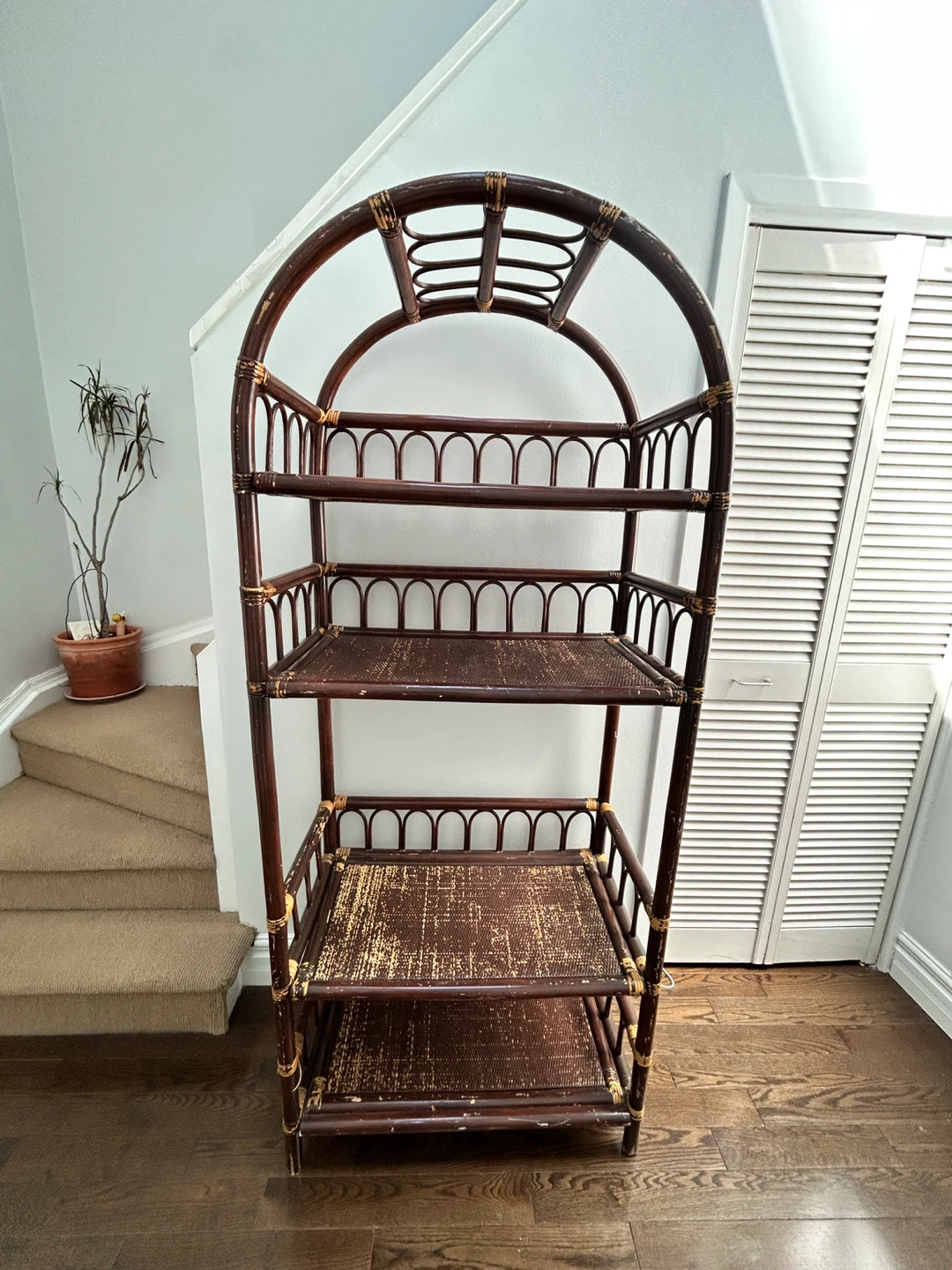 Dark Brown Rattan Shelf Unit