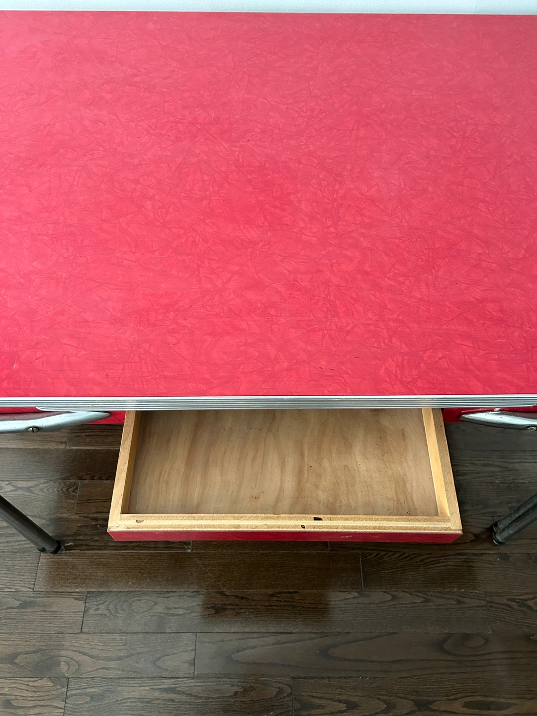 Vintage Red Table with Drawer - photo 3
