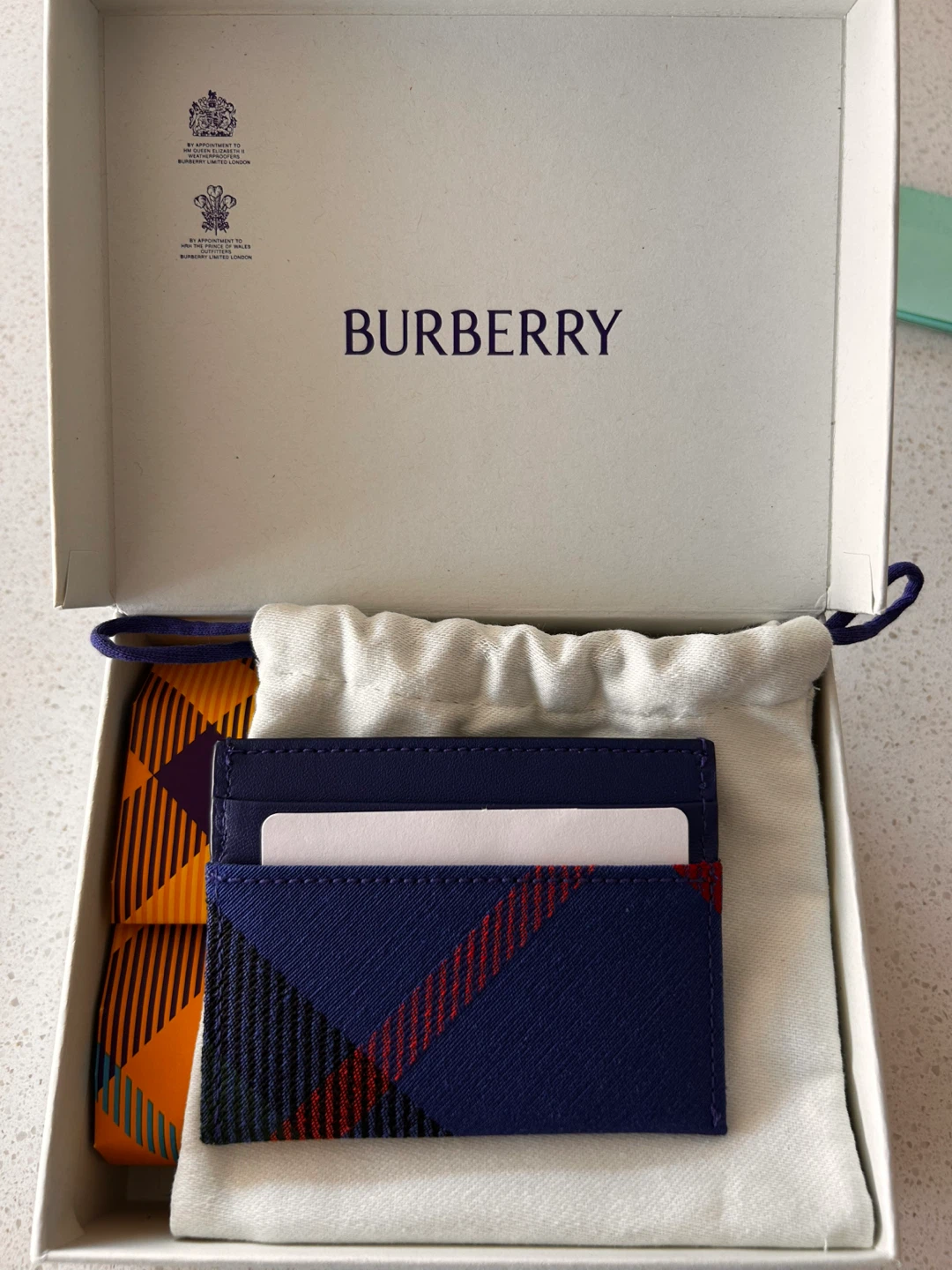 Burberry blue plaid card holder