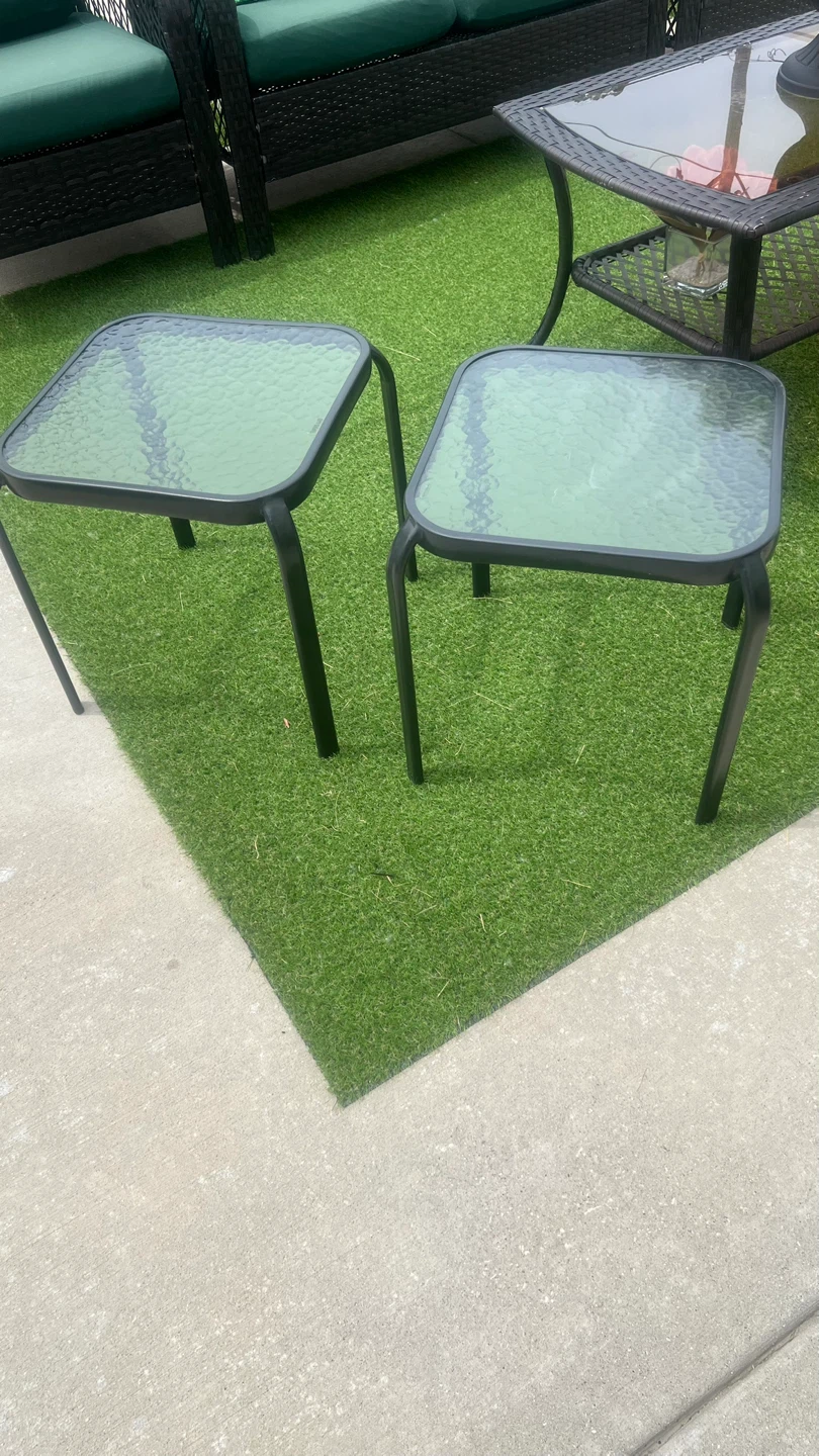 Set of 2 Glass Top Side Tables - photo 2