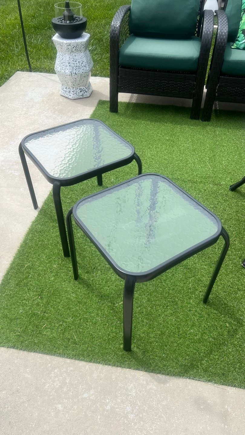 Set of 2 Glass Top Side Tables