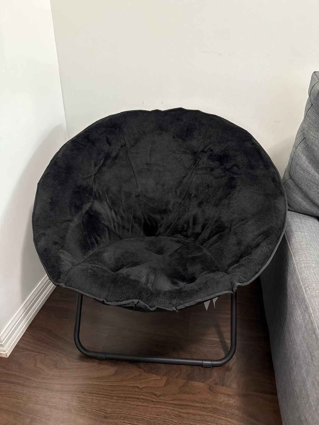 Black Plush Moon Chair