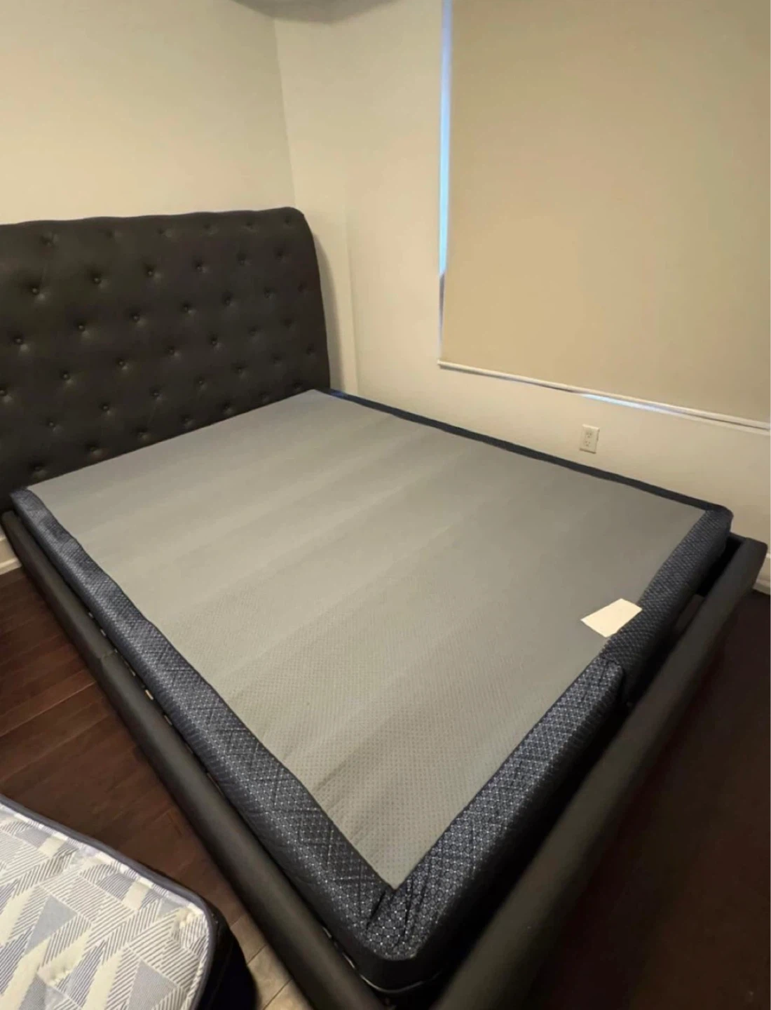 Black Tufted Upholstered Bed Frame with Spring box - photo 3