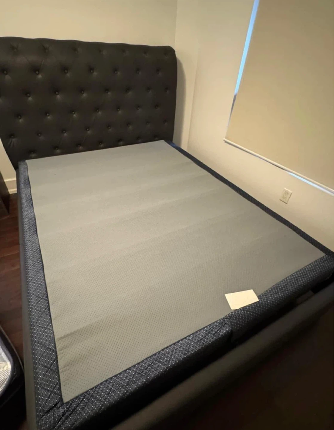 Black Tufted Upholstered Bed Frame with Spring box - photo 4
