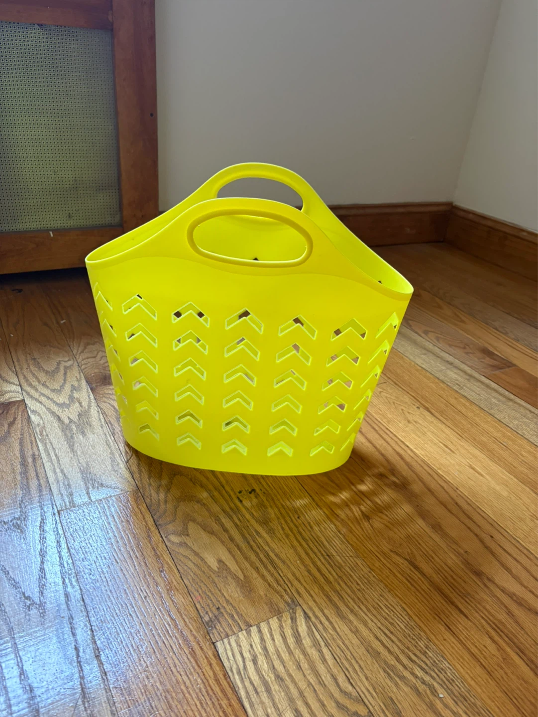 Yellow Plastic Storage Basket with Handles