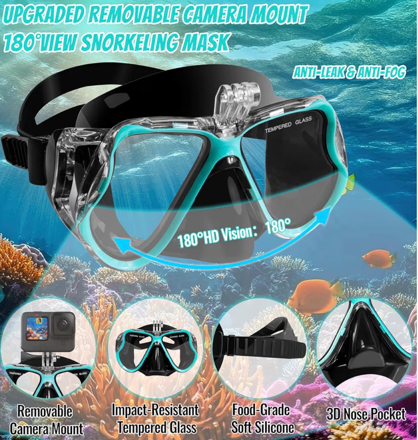 New Snorkel Gear Set - Mask, Fins, and Snorkel - L/XL (US 9-13) - photo 2