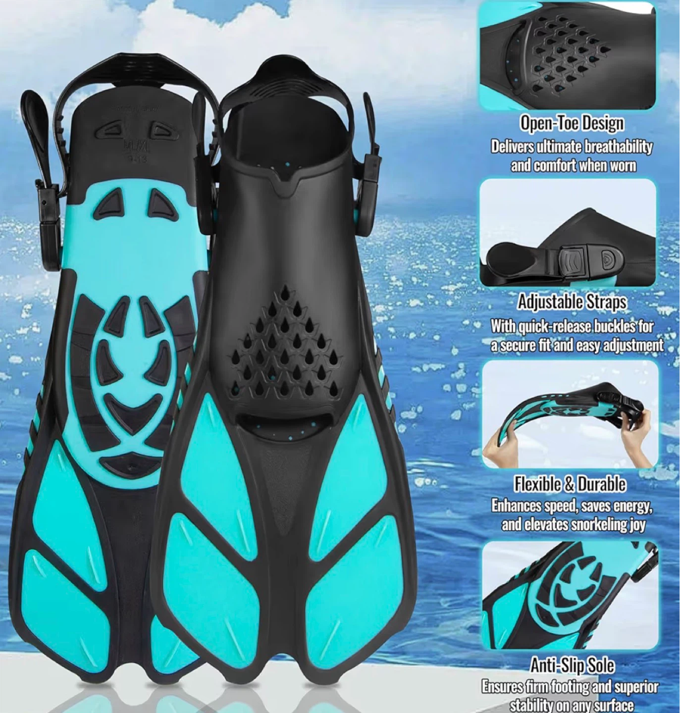 New Snorkel Gear Set - Mask, Fins, and Snorkel - L/XL (US 9-13) - photo 4