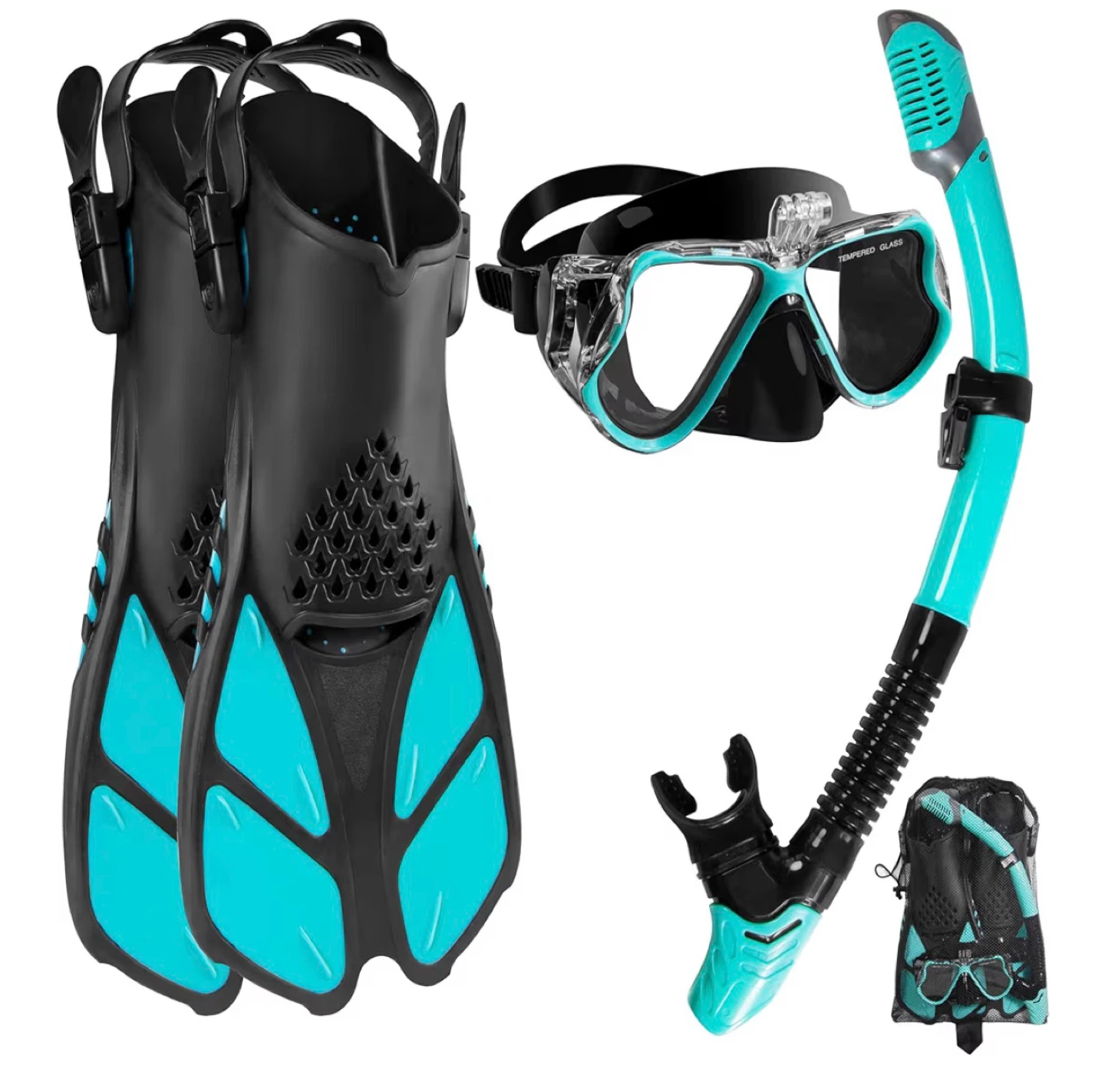 New Snorkel Gear Set - Mask, Fins, and Snorkel - L/XL (US 9-13)