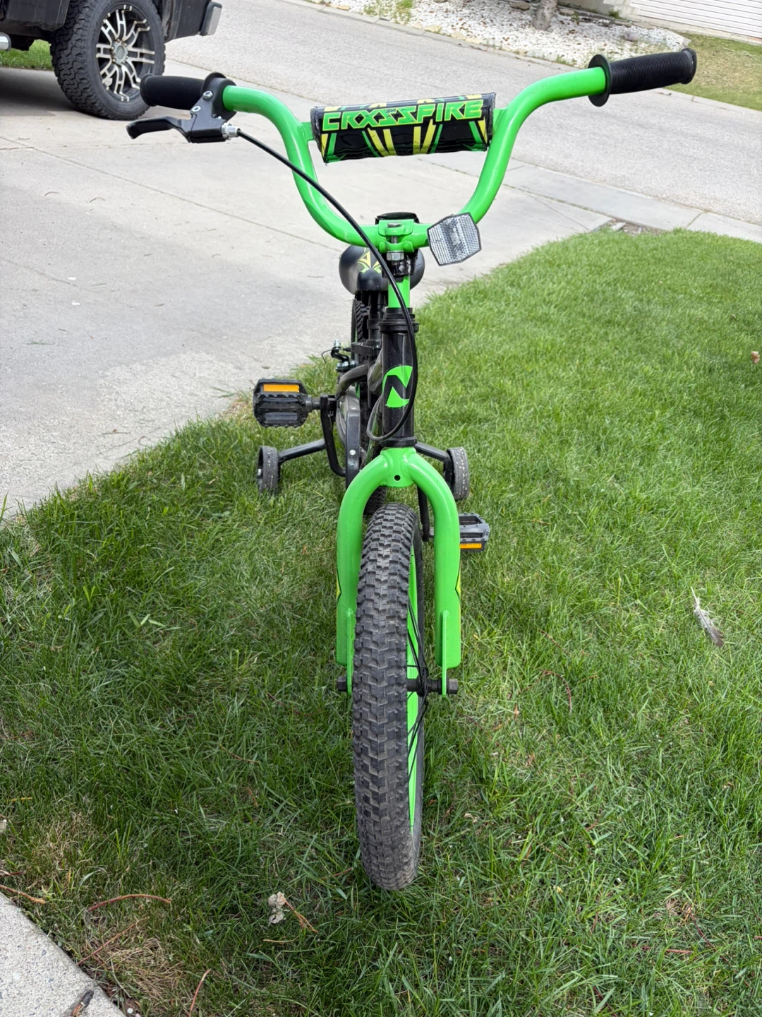 Kids' Black and Green  16” Bicycle with Training Wheels