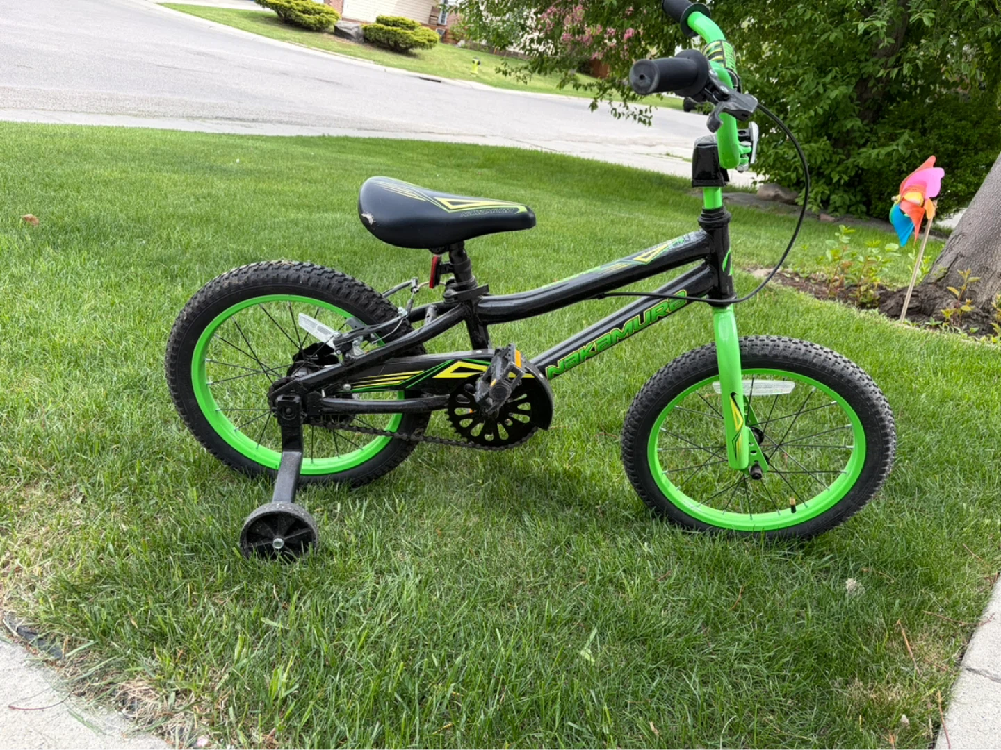Kids' Black and Green  16” Bicycle with Training Wheels - photo 2