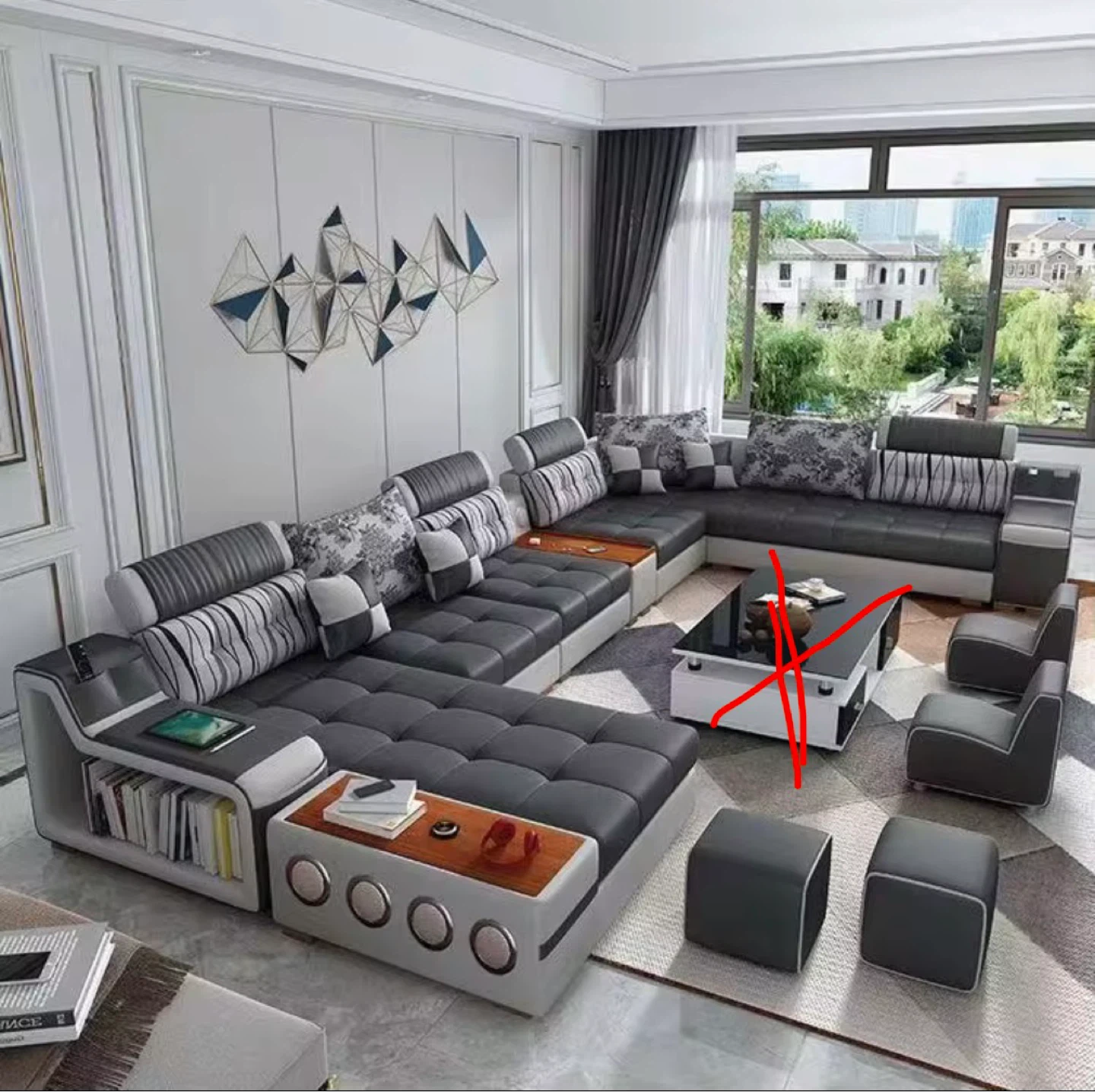 Modern U-shaped Sectional Sofa with Storage