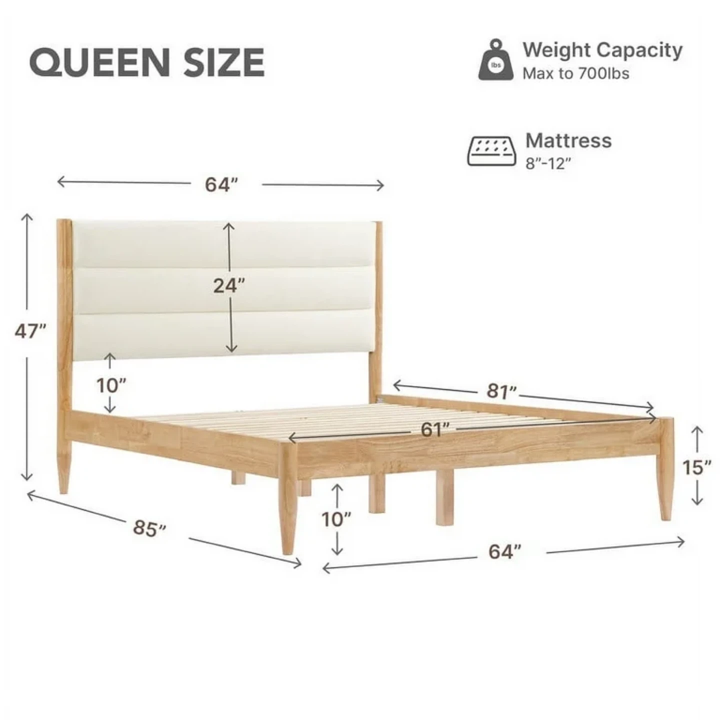 CHITA Queen Bed Frame with Headboard - photo 3
