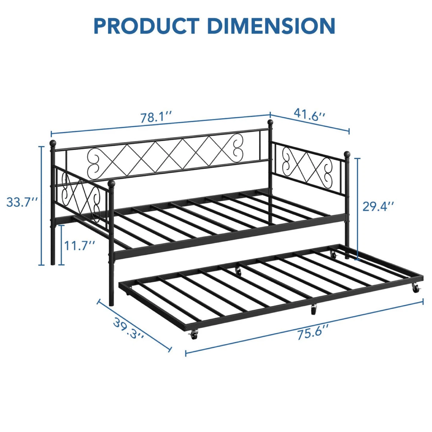 Garvee Twin Metal Daybed with Trundle - photo 2