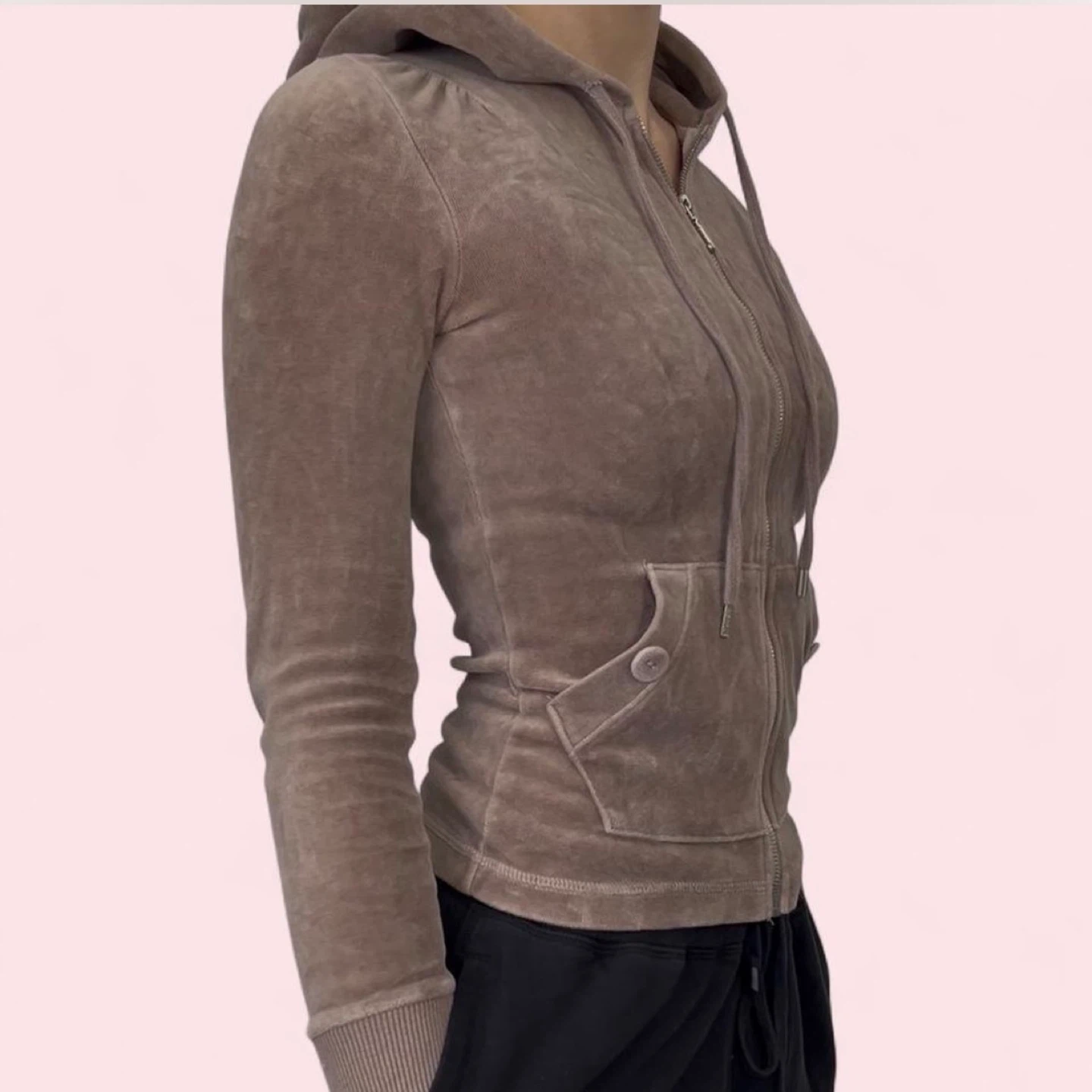 Brown Juicy Couture velour zip up hoodie - photo 2