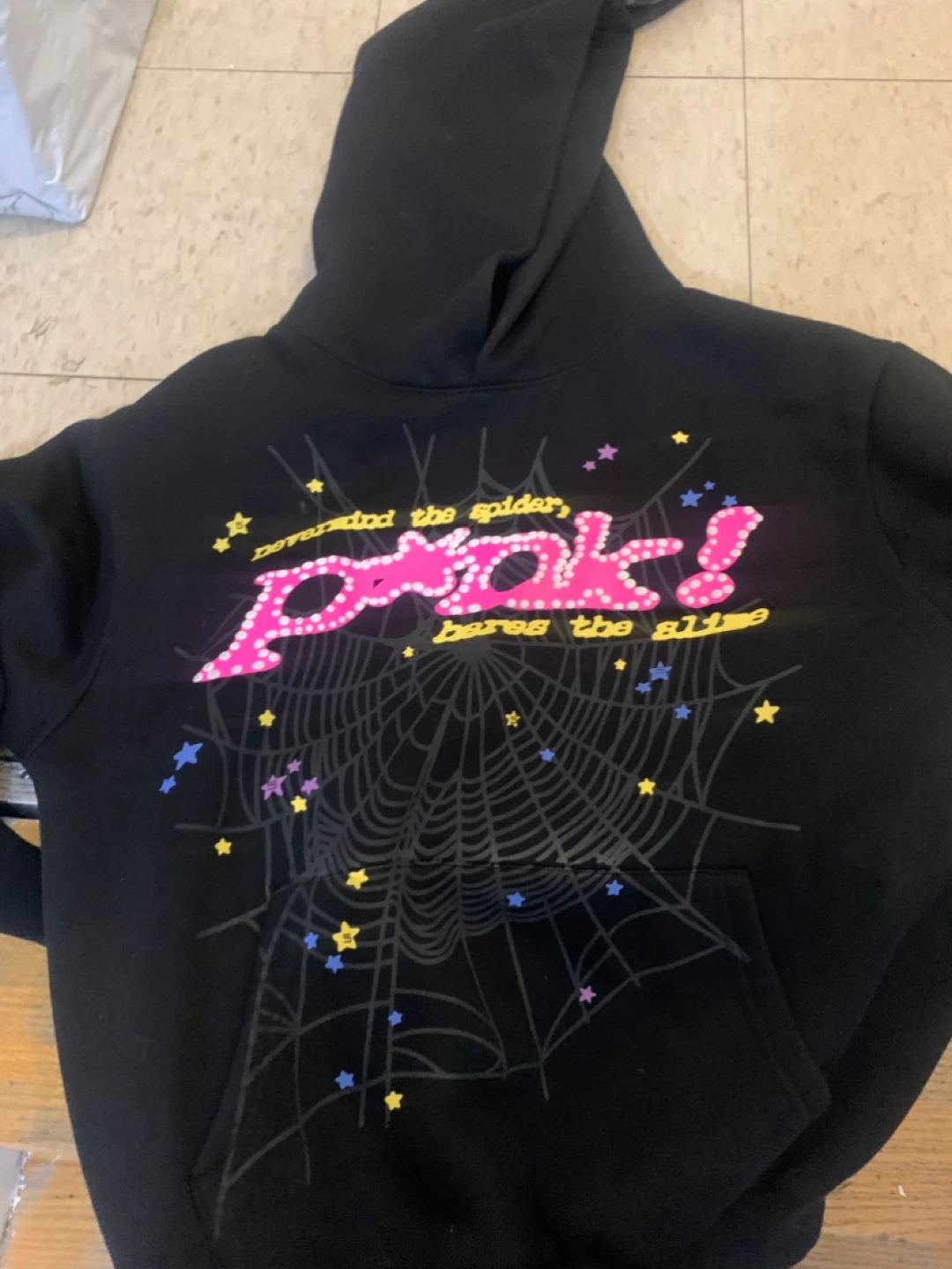 Pink and Black Sp5der Hoodie