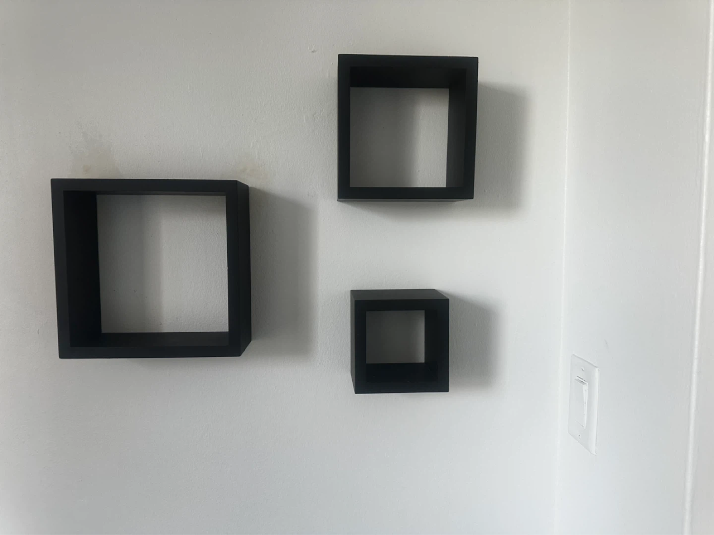Set of 3 Black Cube Wall Shelves