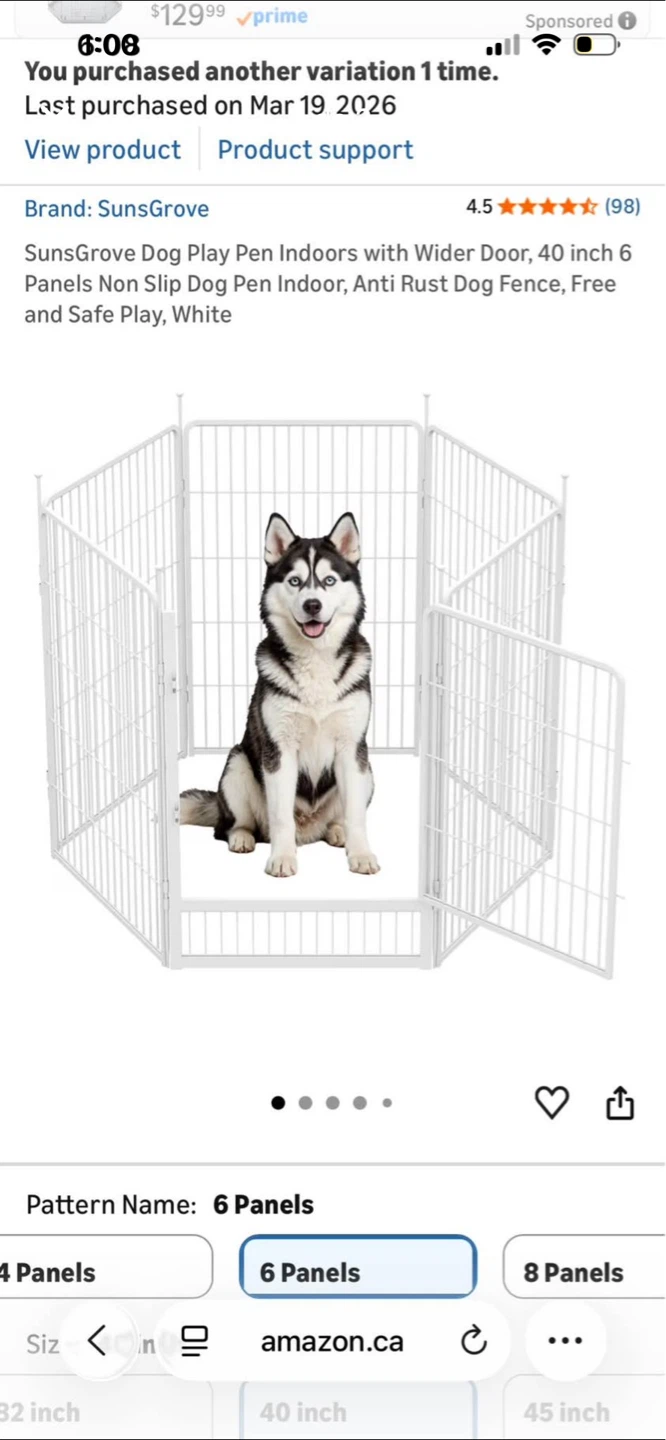 Sunsgrove 6-Panel Dog Play Pen, 40 inch White - photo 2