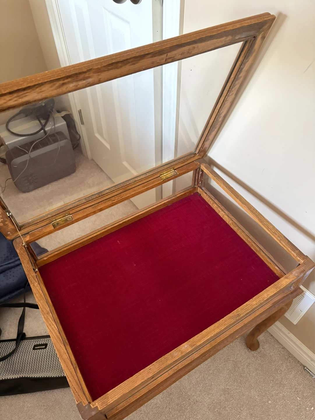 Vintage Display Case with Red Velvet Interior - photo 2