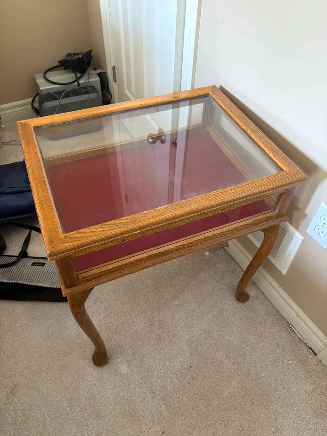 Vintage Display Case with Red Velvet Interior