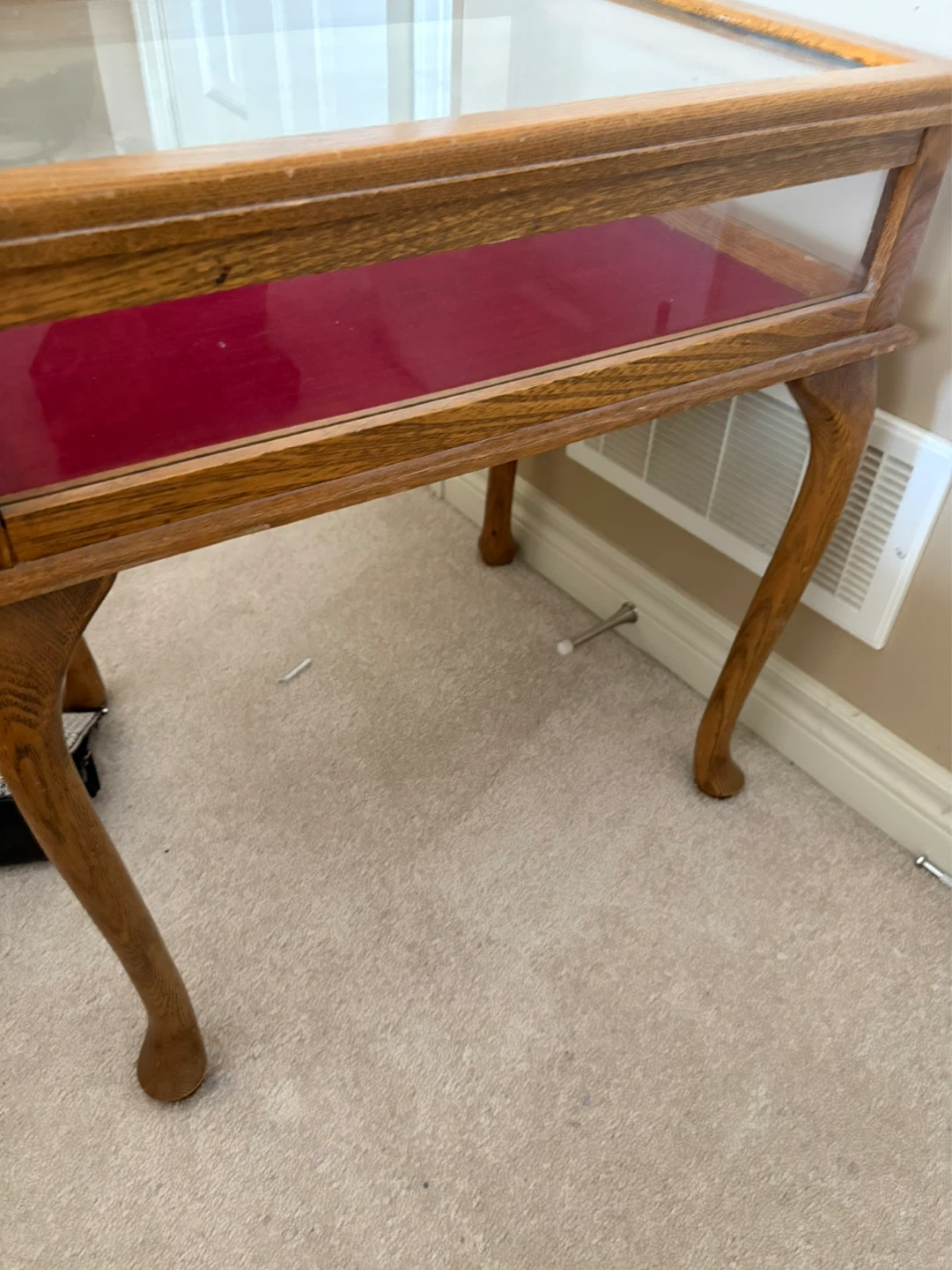 Vintage Display Case with Red Velvet Interior - photo 3