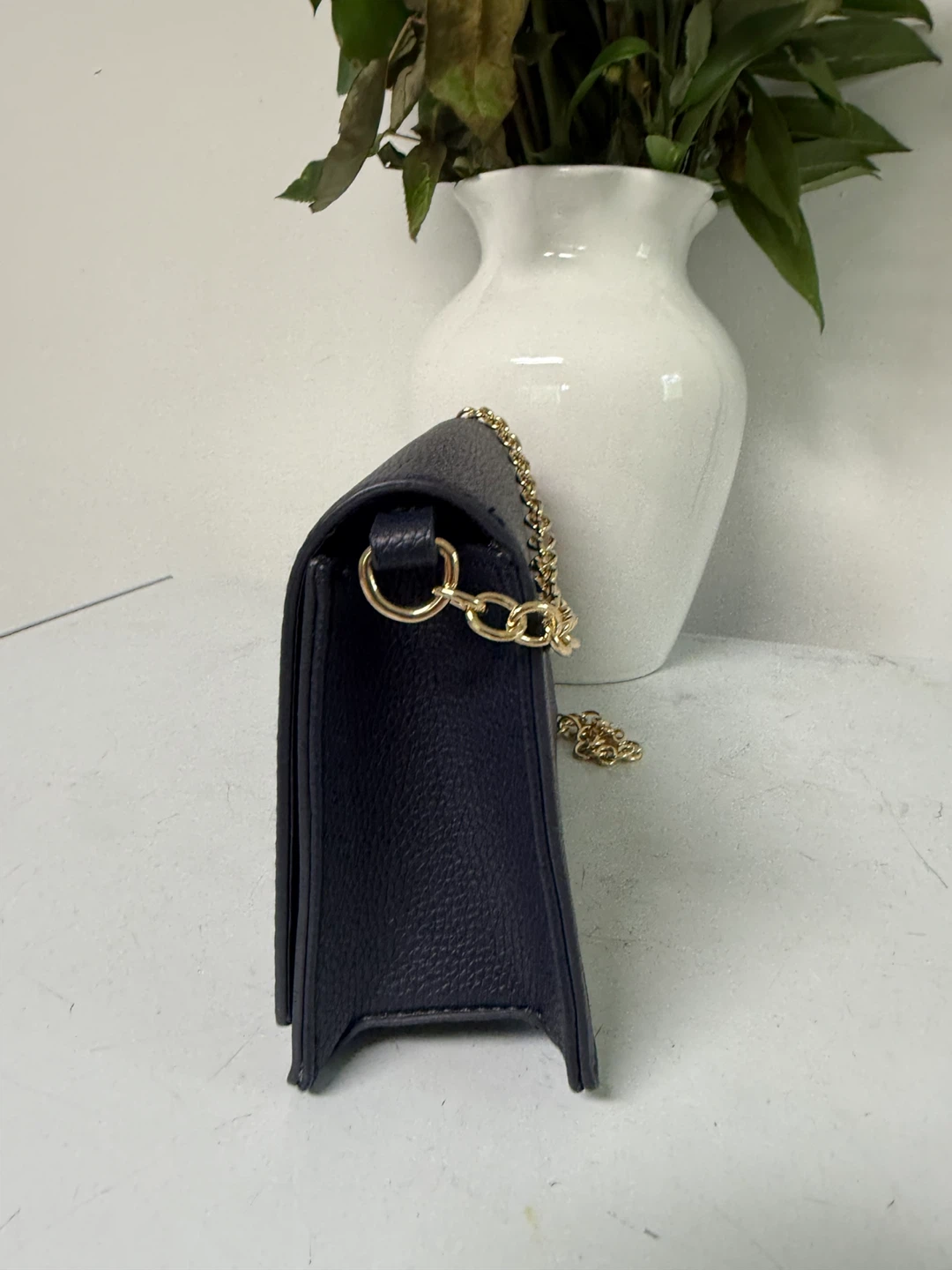 Tommy Hilfiger Navy Pebble Leather Chain Wallet Crossbody Bag - photo 4