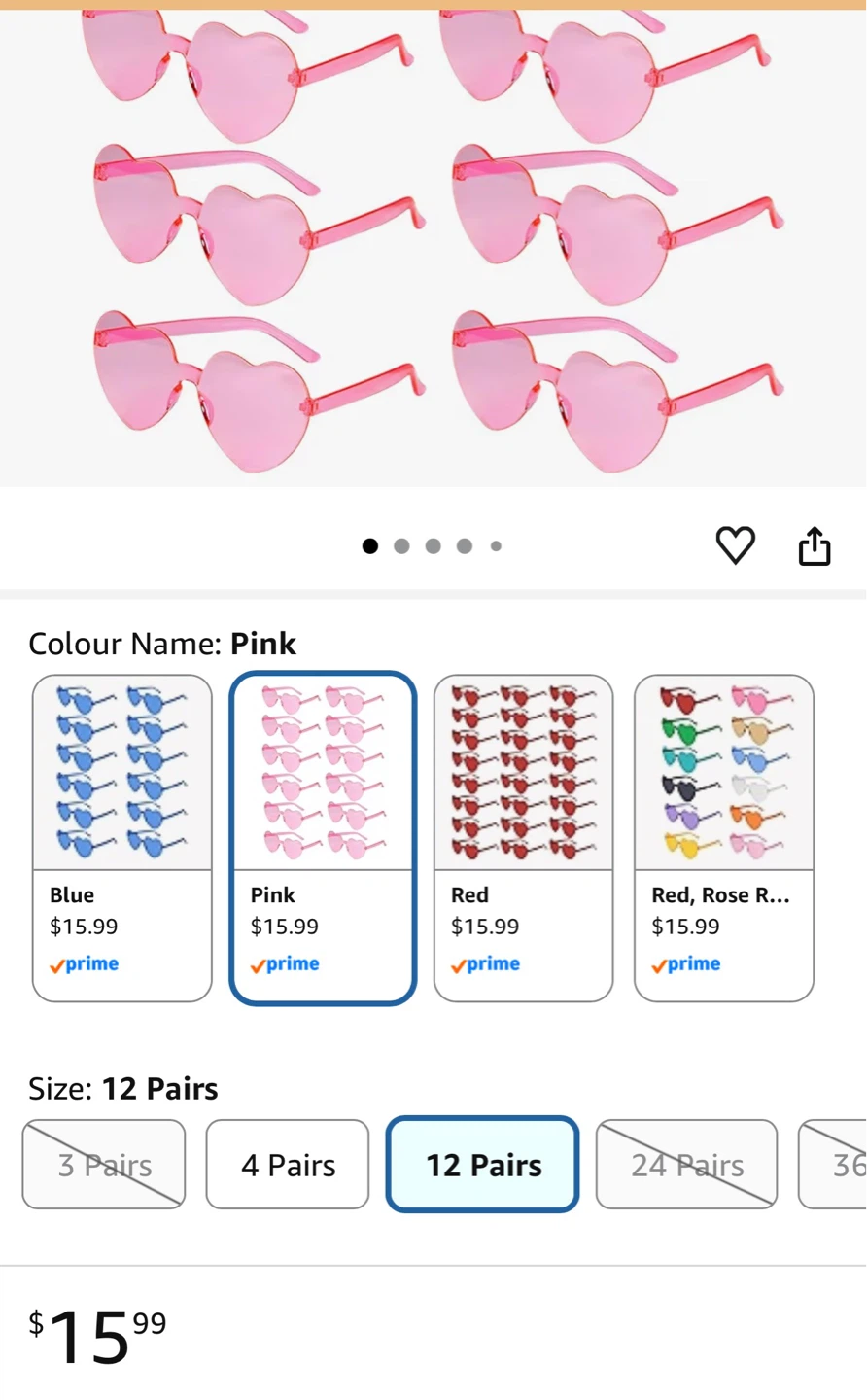 17 Pairs Heart Shaped Sunglasses - Pink & Green - photo 2