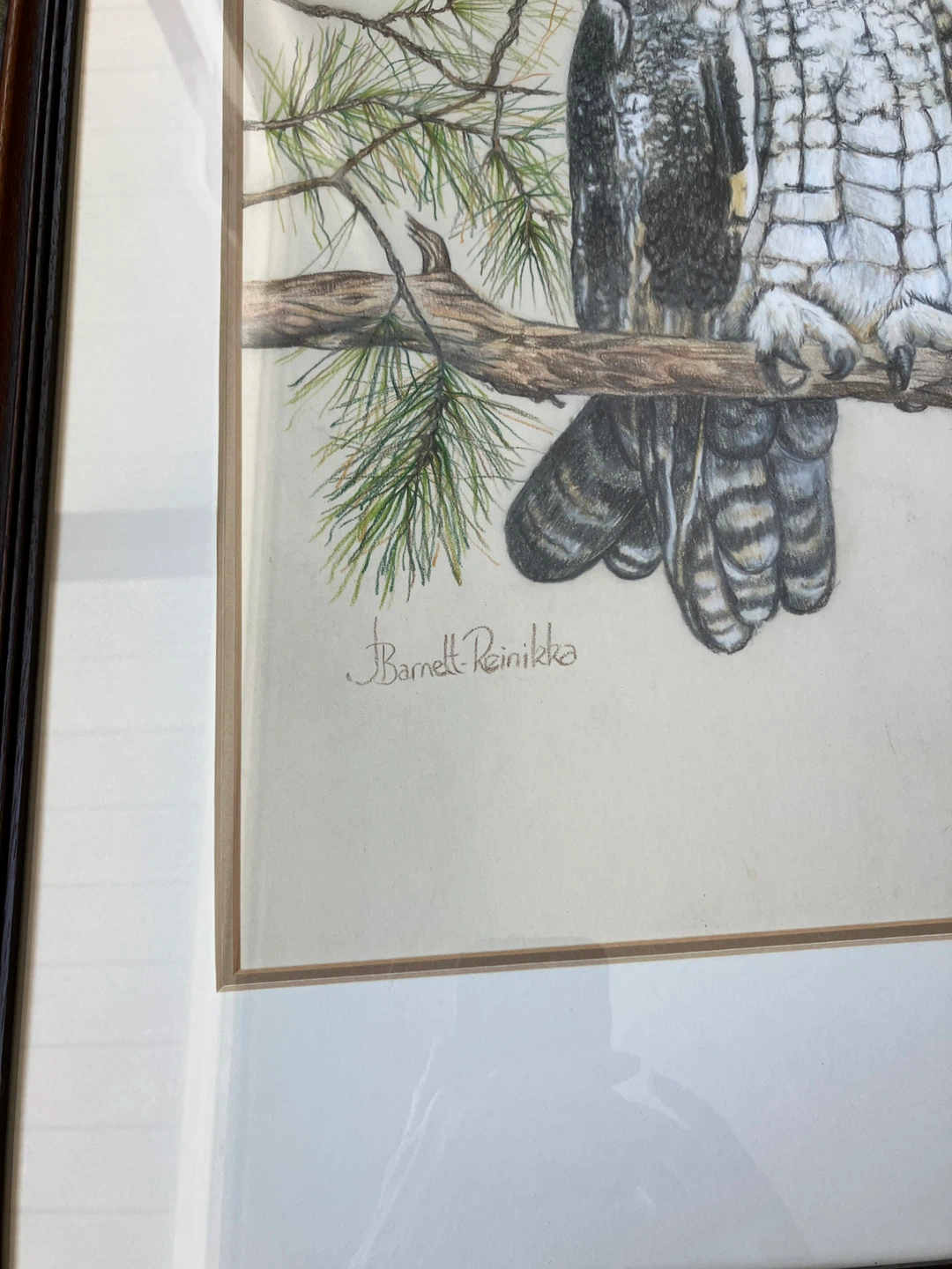 Framed Owl Art Drawing by J. Barnett Reinikka - photo 2