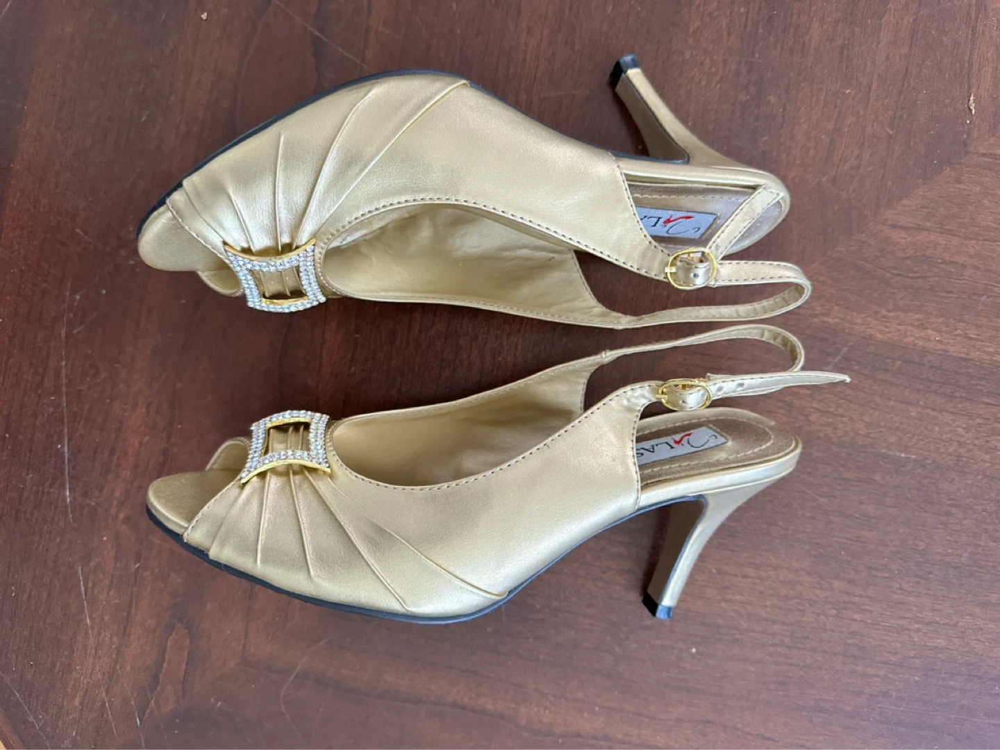 Lasonia Women's Gold Peep-Toe Heels Size 6.5 - photo 3