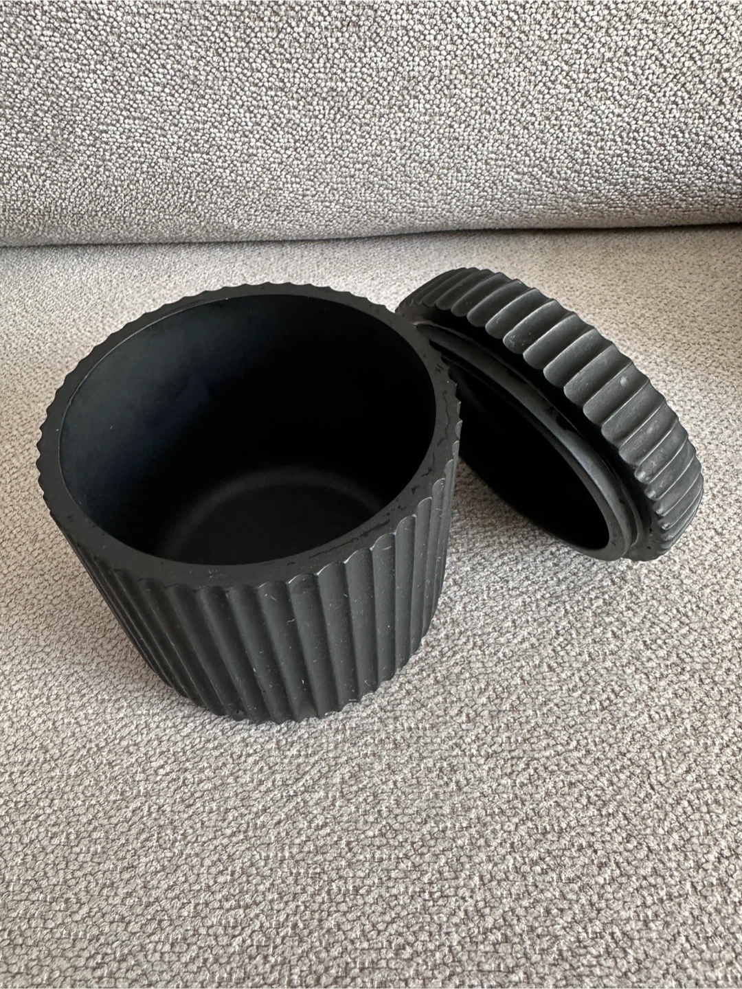 Black Textured Storage Container with Lid