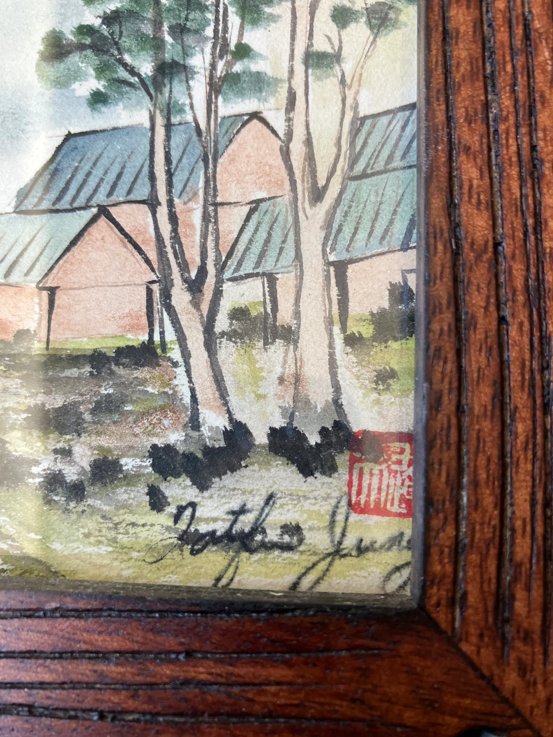 Watercolor Painting in Wooden Frame - photo 2
