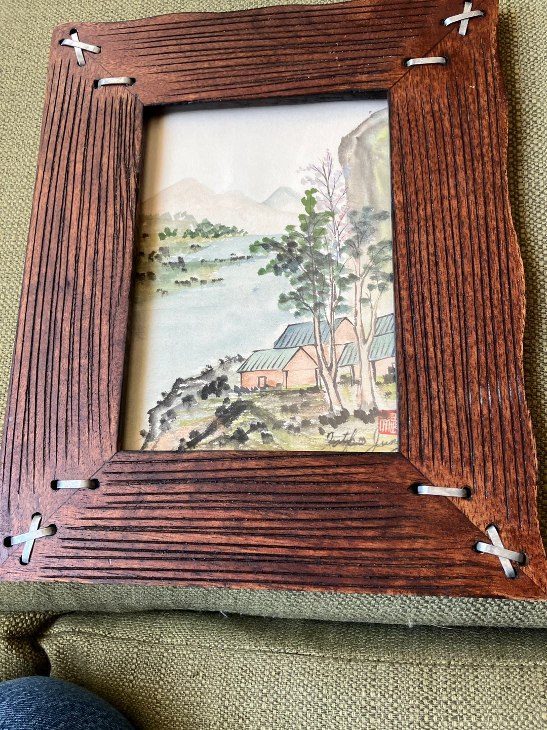 Watercolor Painting in Wooden Frame