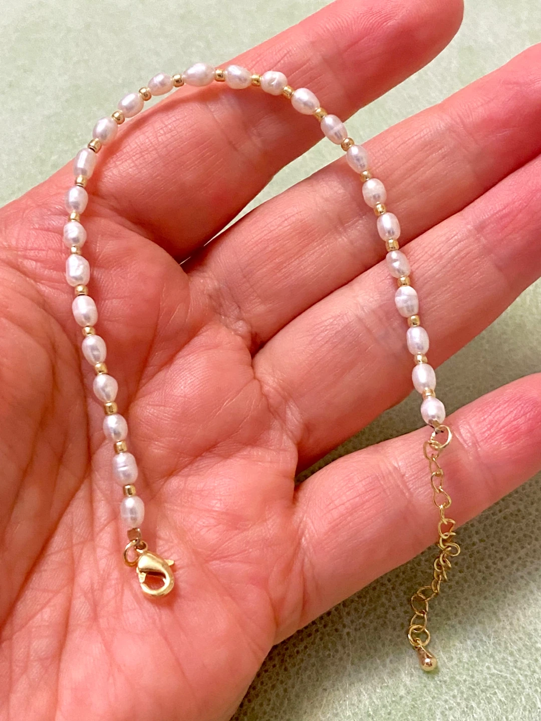 Freshwater Pearl and Gold Beaded Bracelet