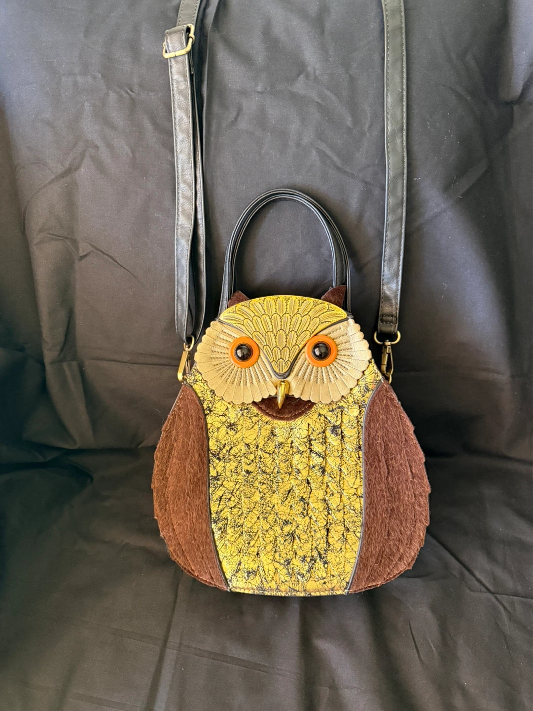 Owl purse handbag with gold and brown detailing - photo 3