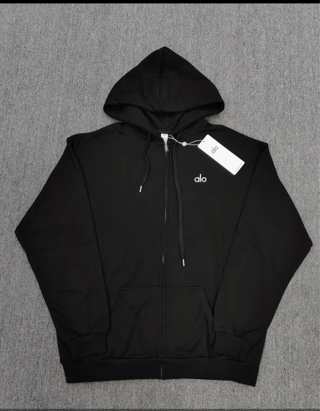 Black Alo Zip-Up Hoodie and Sweatpants Set