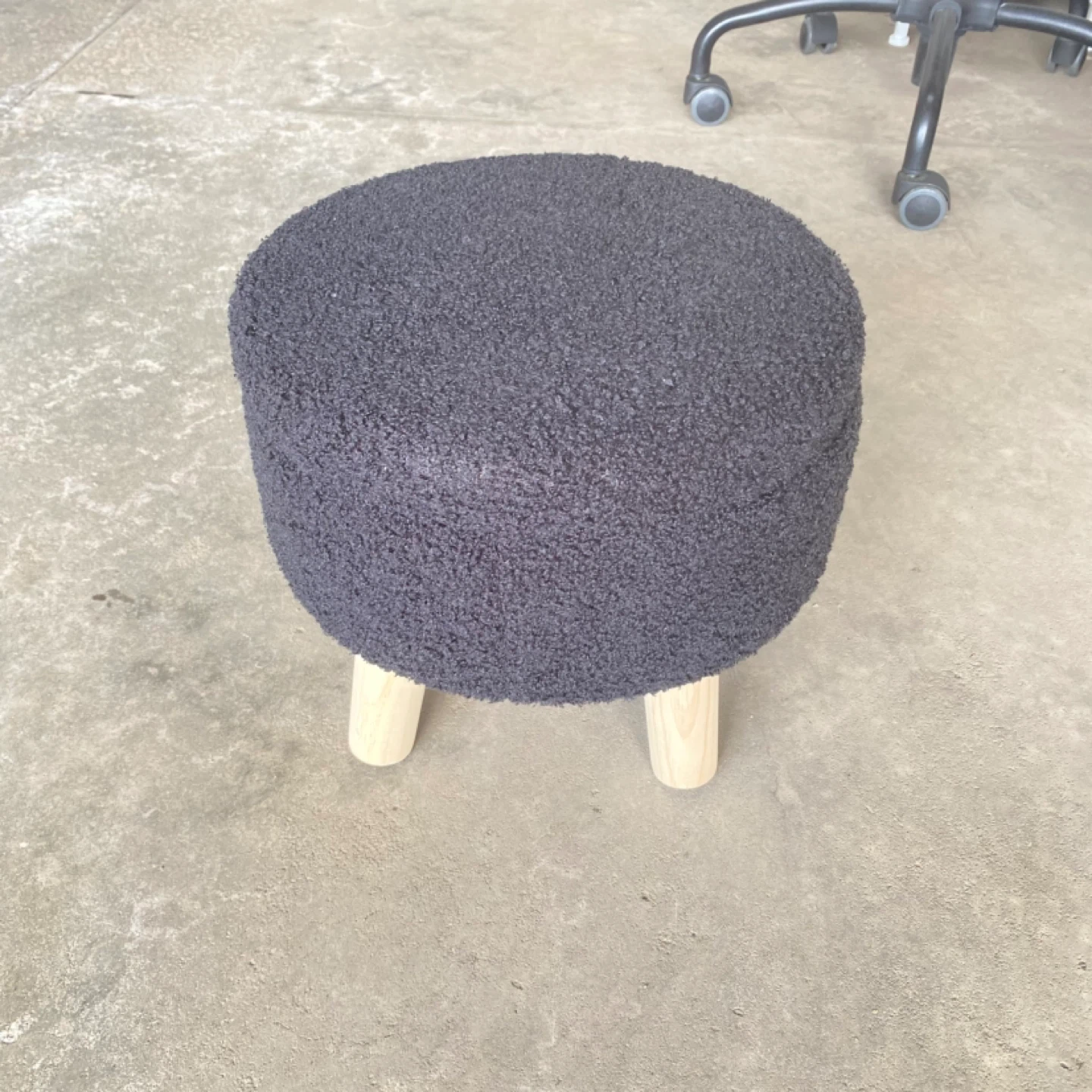 Black Bouclé Storage Ottoman Stool