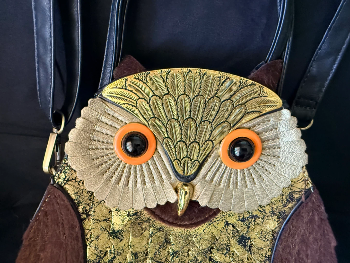Owl purse handbag with gold and brown detailing - photo 5