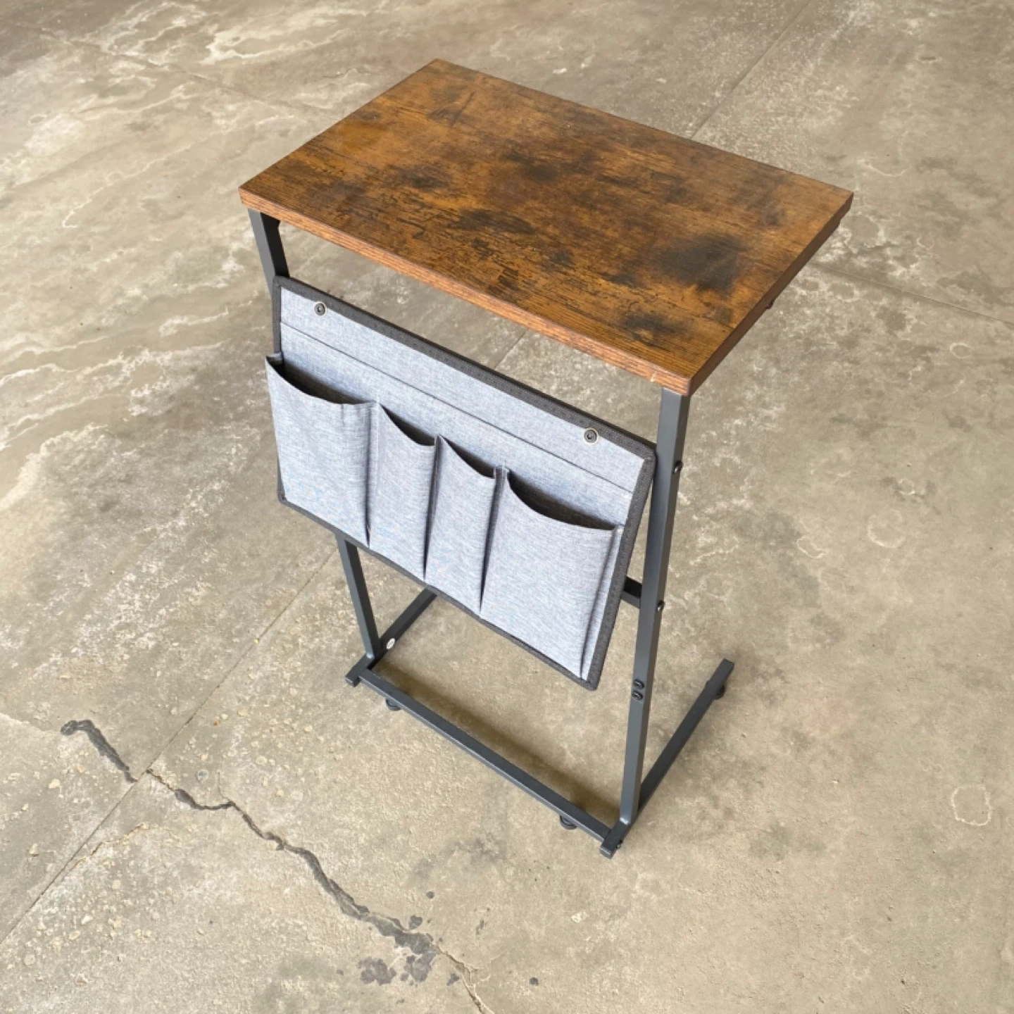 Rustic Side Table / Nightstand with Storage Pockets