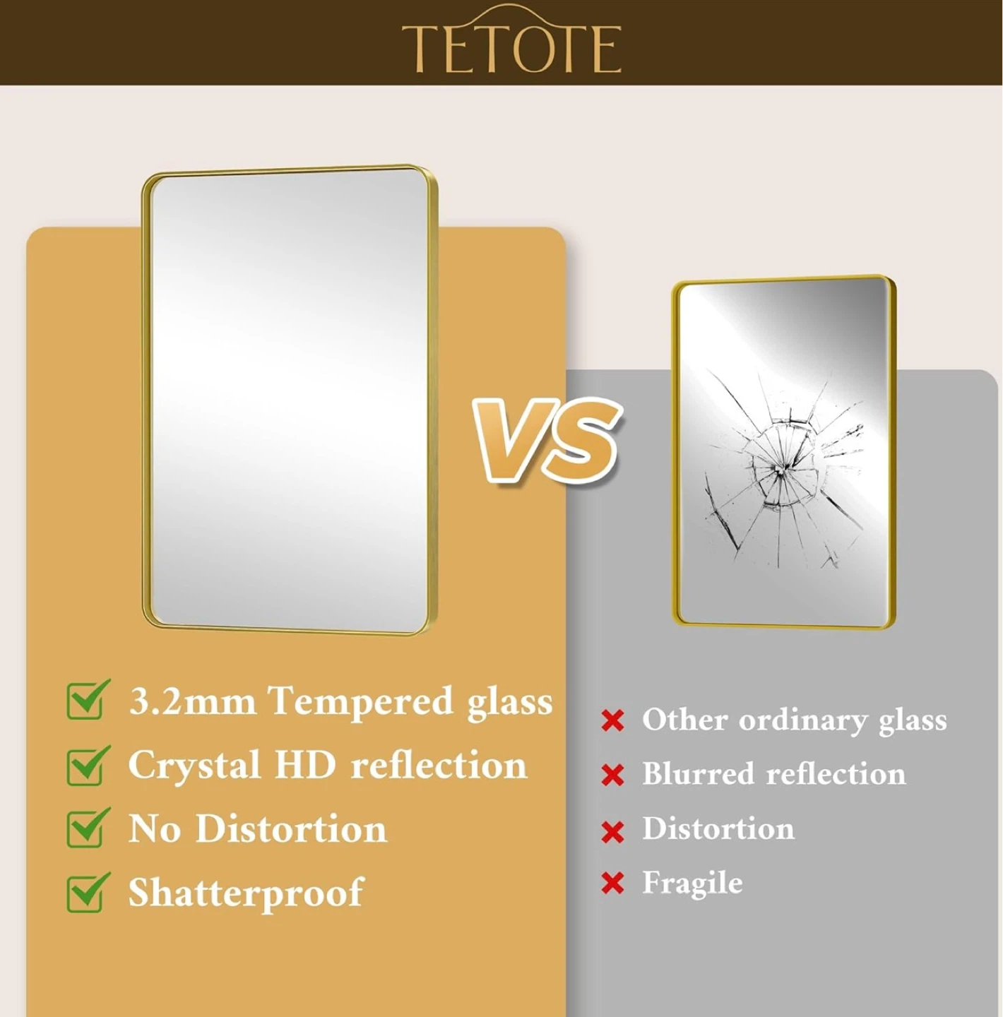 New in Box Gold Mirror 40x30 Brushed Gold Frame - photo 5