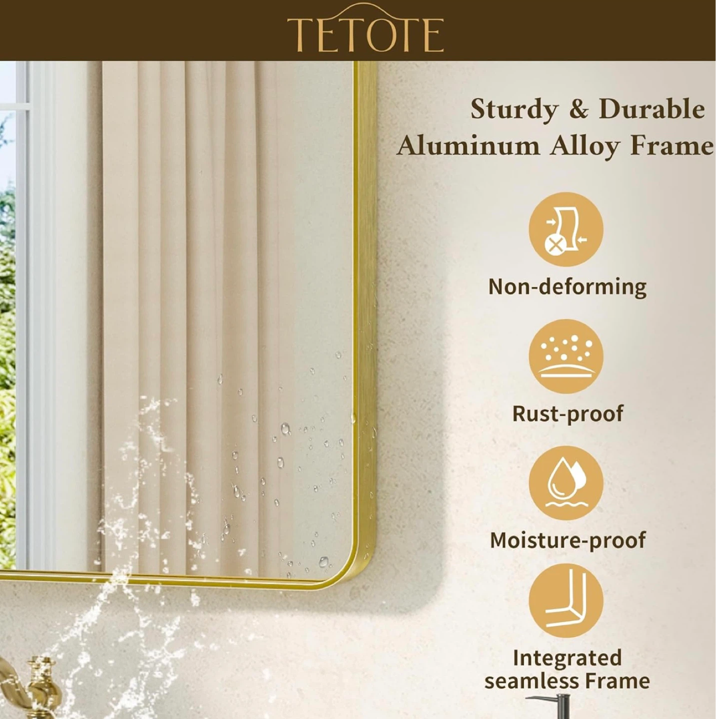 New in Box Gold Mirror 40x30 Brushed Gold Frame - photo 4
