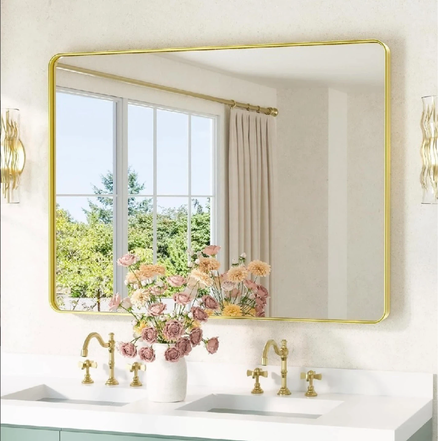 New in Box Gold Mirror 40x30 Brushed Gold Frame